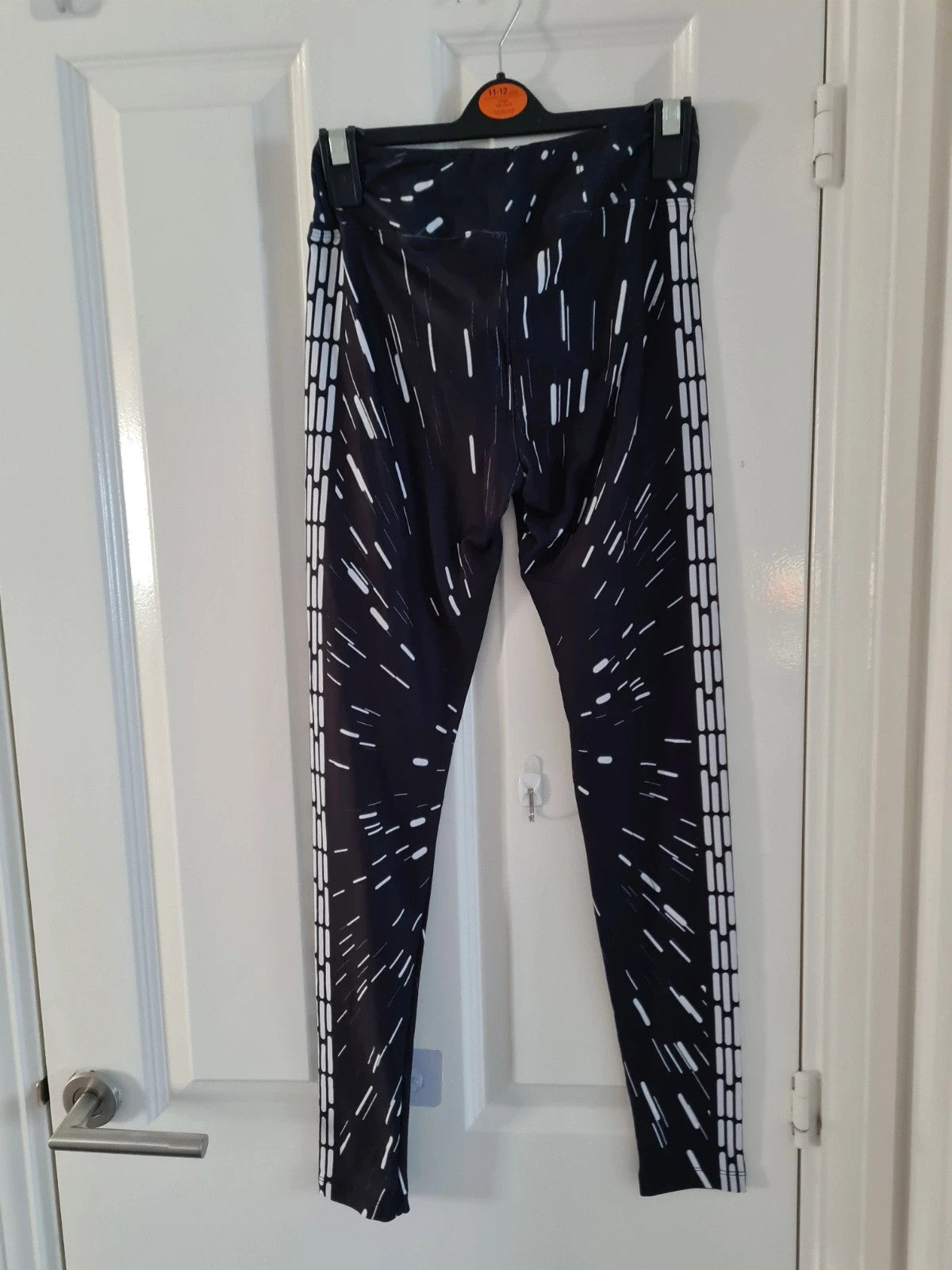 Disney women black/white leggings Star Wars galaxy design stretchy elastic waistband casual XS