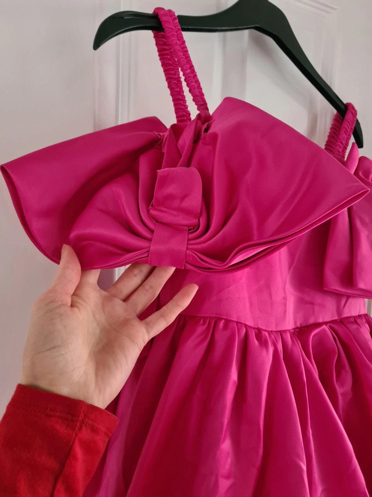 Barbie Dress girls 11y pink fuchsia special occasion above knee barbie dress with bows tulle