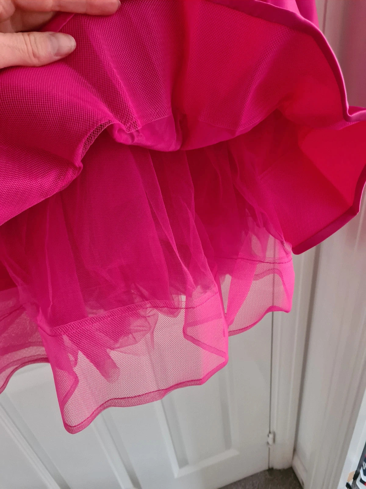 Barbie Dress girls 11y pink fuchsia special occasion above knee barbie dress with bows tulle