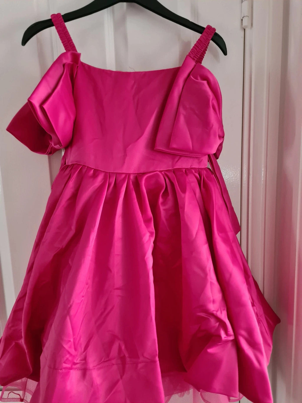 Barbie Dress girls 11y pink fuchsia special occasion above knee barbie dress with bows tulle