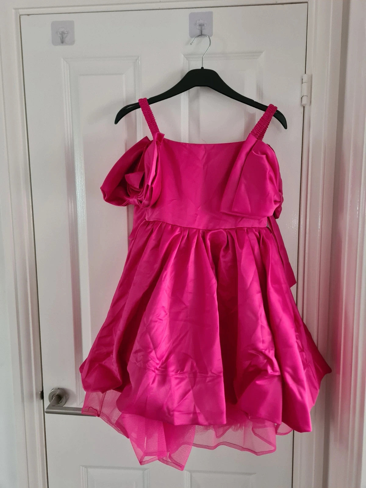 Barbie Dress girls 11y pink fuchsia special occasion above knee barbie dress with bows tulle