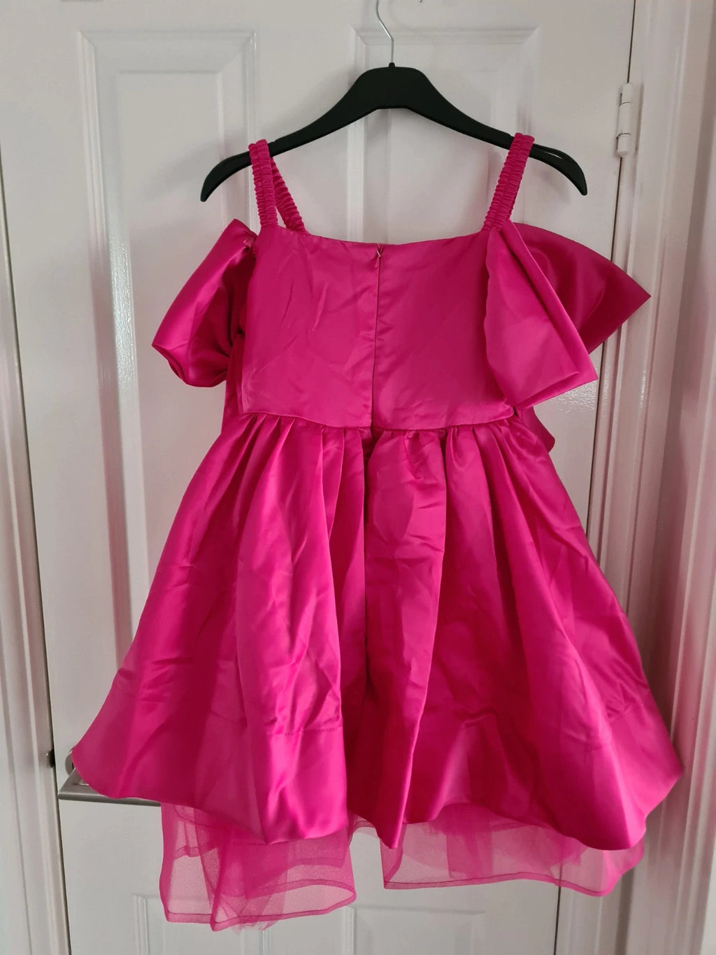 Barbie Dress girls 11y pink fuchsia special occasion above knee barbie dress with bows tulle