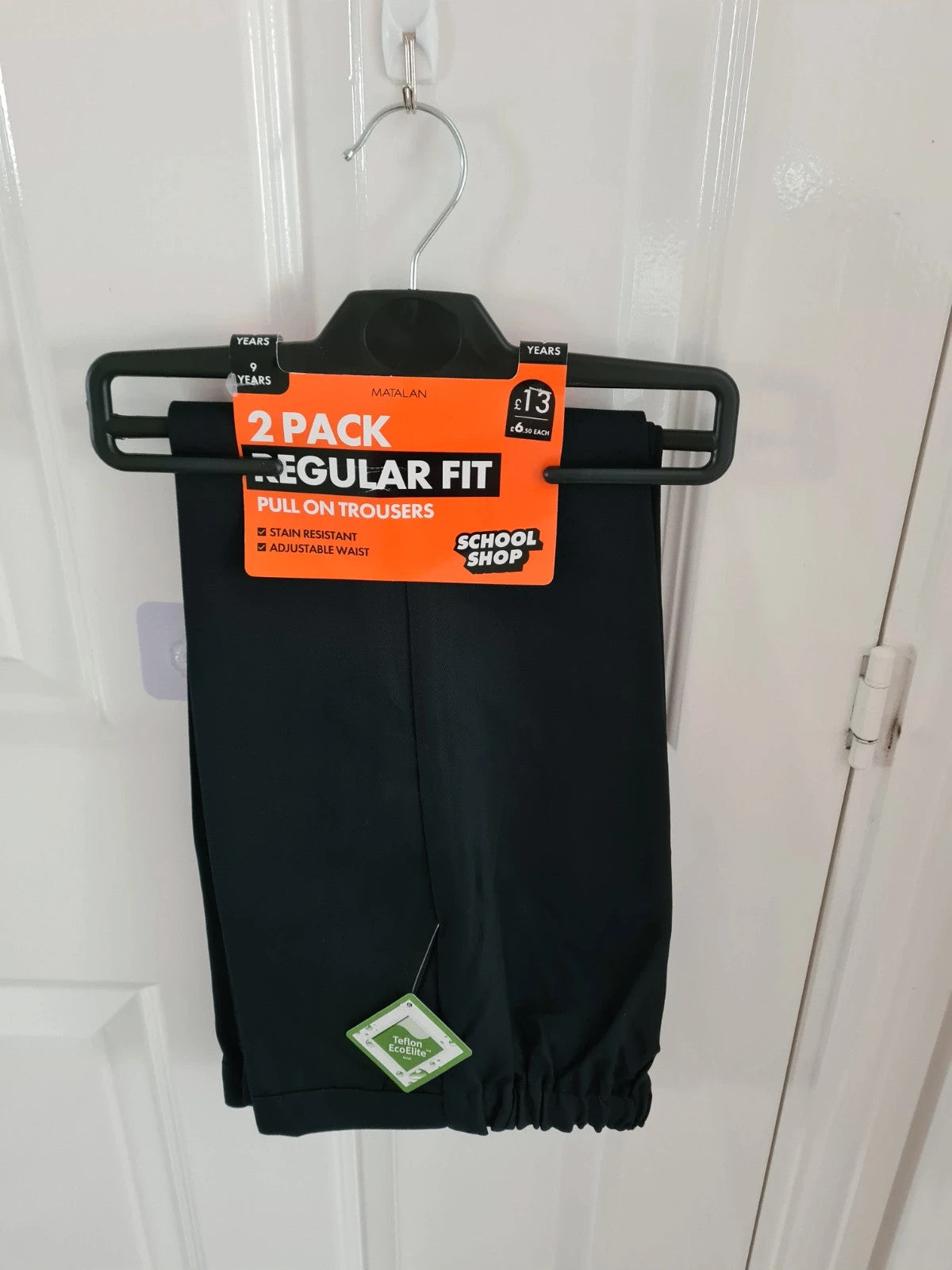 Matalan boys 9/10y pull on navy school trousers regular fit adjustable waist 2pack school uniform