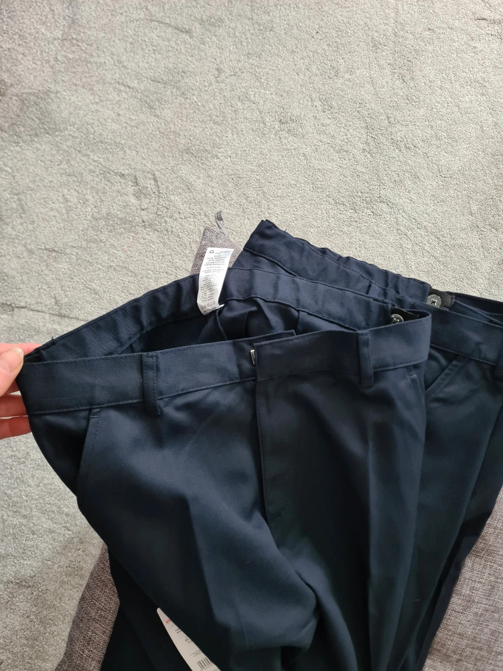 F&F boys 11/12y navy regular fit school trousers adjustable waist school uniform 2pack