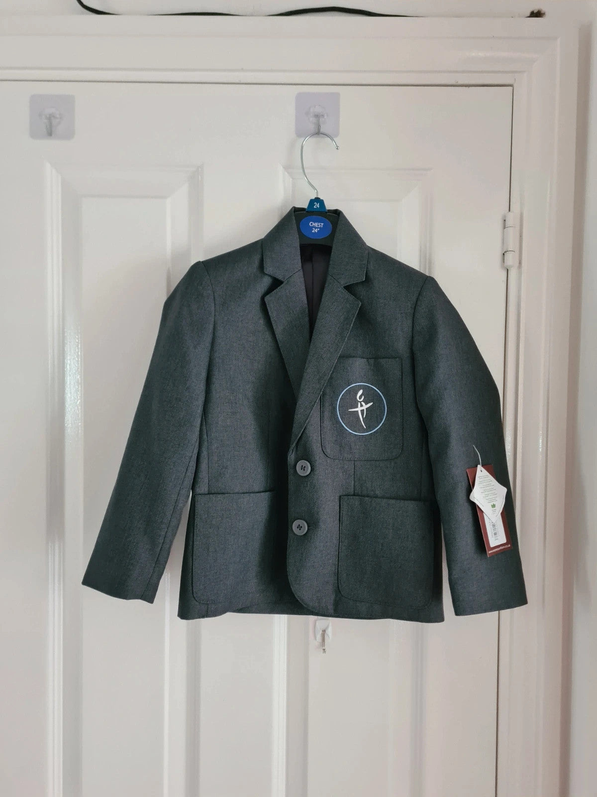 Express uniform unisex 5/6y grey CHPS blazer with logo chest 24inch BNWT