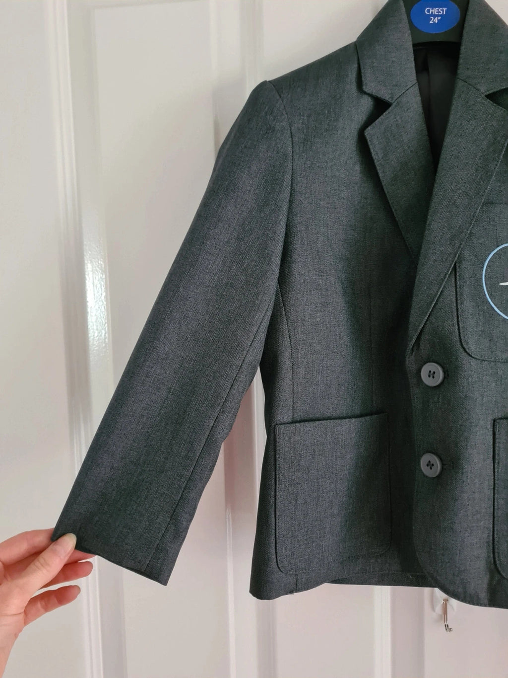 Express uniform unisex 5/6y grey CHPS blazer with logo chest 24inch BNWT