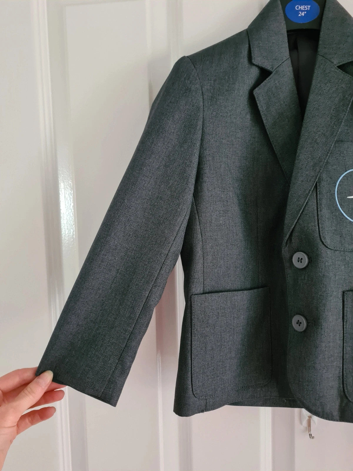 Express uniform unisex 5/6y grey CHPS blazer with logo chest 24inch BNWT