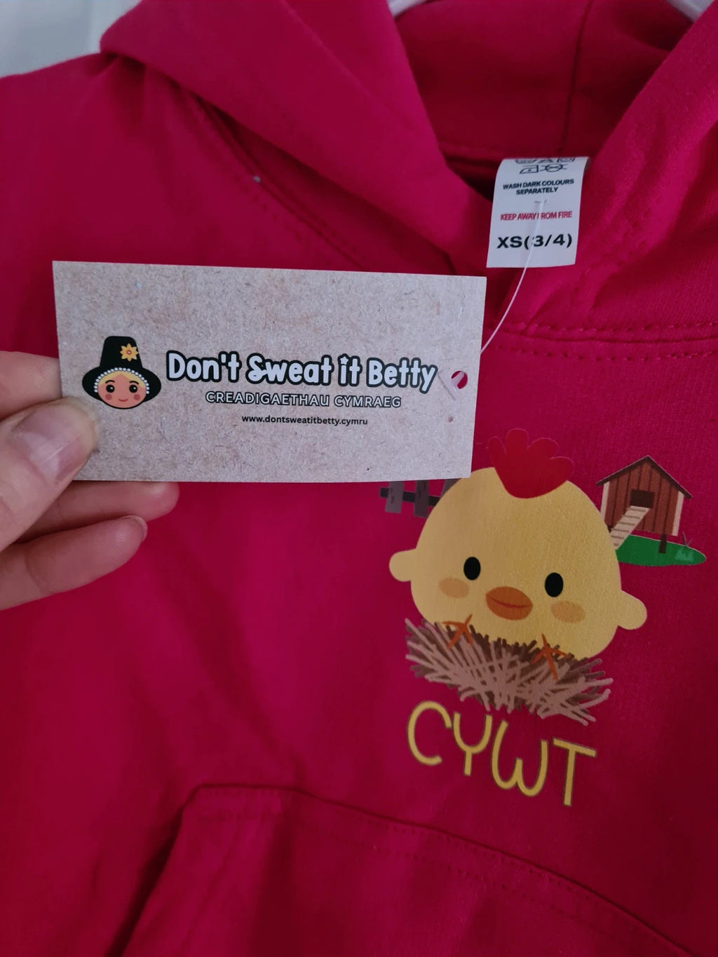 Dontsweatitbetty girls 3/4y pink cywt hoodie cotton blend chicken print soft sweet cozy casual outer