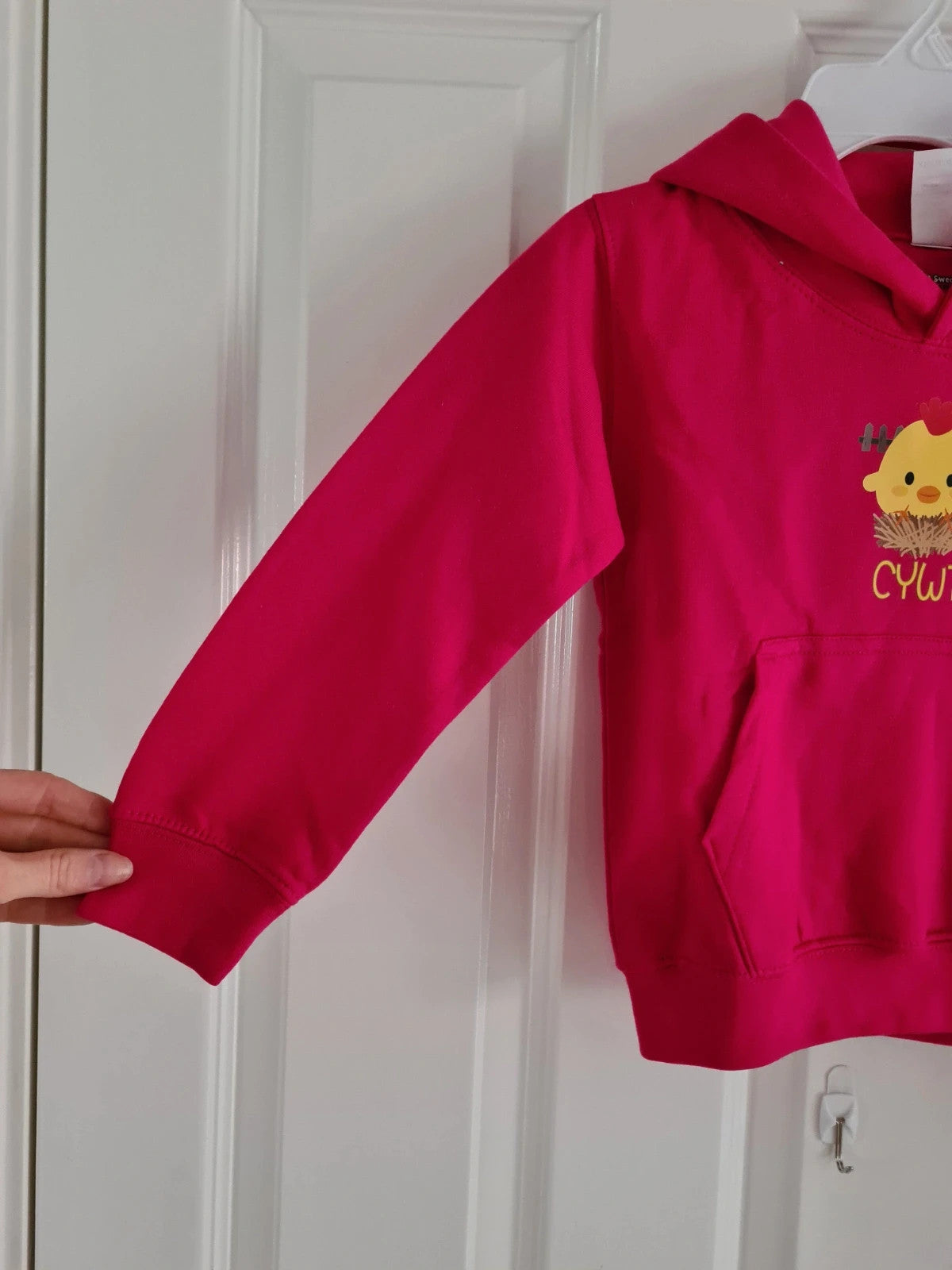 Dontsweatitbetty girls 3/4y pink cywt hoodie cotton blend chicken print soft sweet cozy casual outer