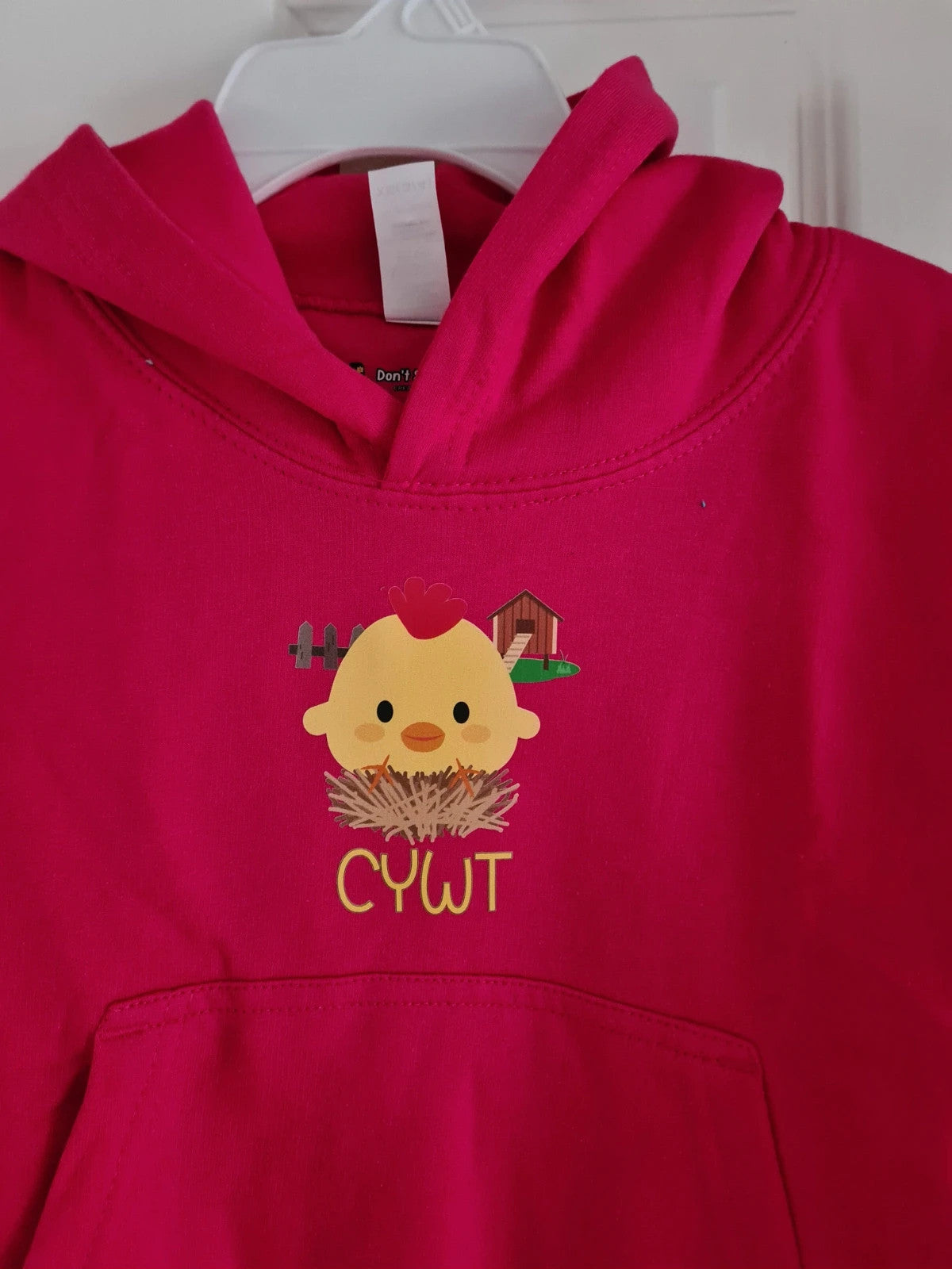 Dontsweatitbetty girls 3/4y pink cywt hoodie cotton blend chicken print soft sweet cozy casual outer