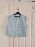 Michelle Keegan women light blue tailored buttoned crop top sleeveless blazer waistcoat 2XL/16
