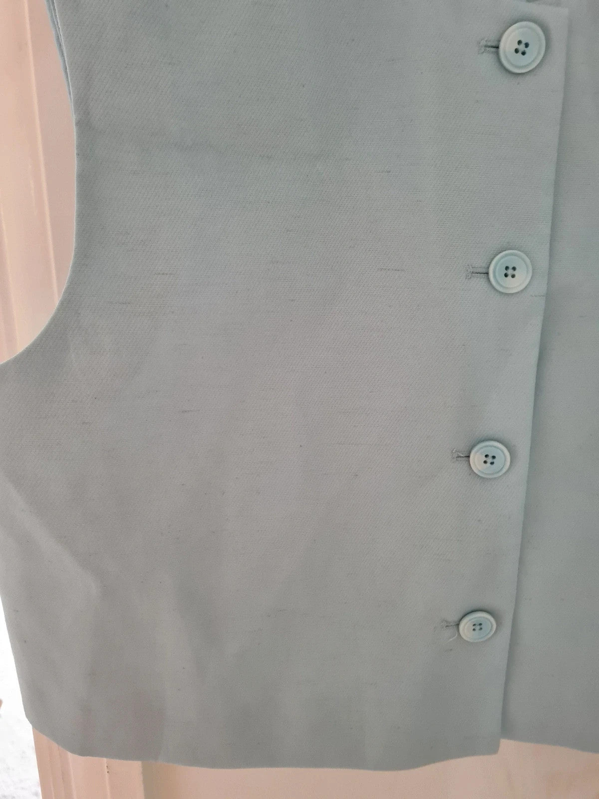 Michelle Keegan women light blue tailored buttoned crop top sleeveless blazer waistcoat 2XL/16