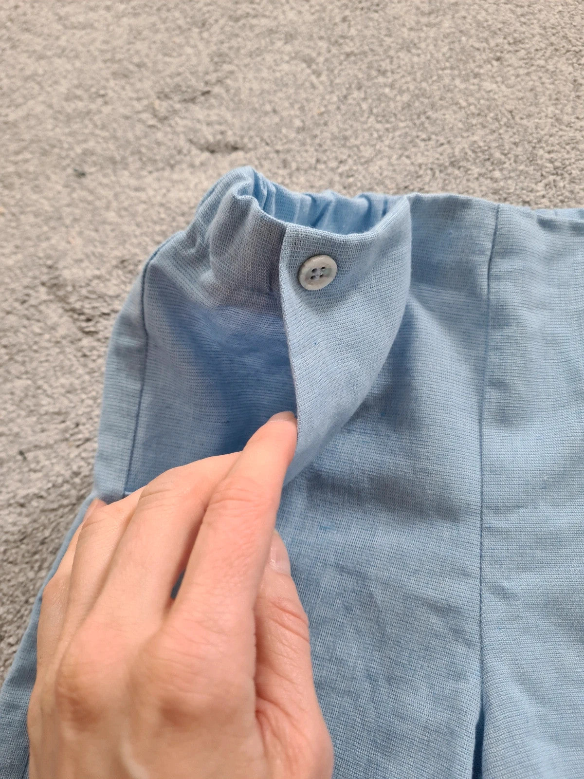 Miranda boys 6y blue shorts cotton/linien blend pockets buttons straight elastic waist Spanish