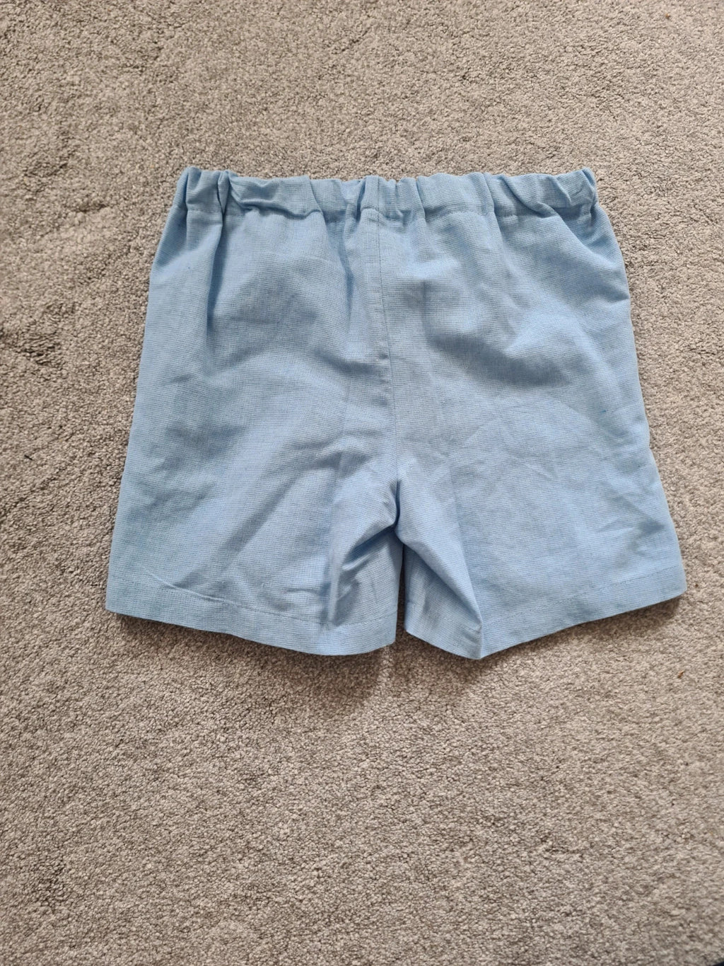 Miranda boys 6y blue shorts cotton/linien blend pockets buttons straight elastic waist Spanish