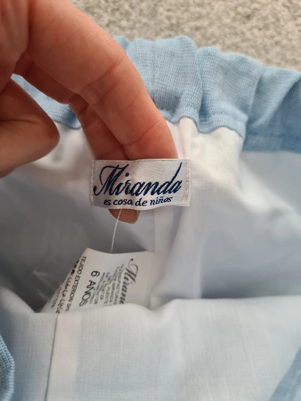 Miranda boys 6y blue shorts cotton/linien blend pockets buttons straight elastic waist Spanish