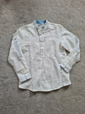 Miranda boys 8y white/blue linien/cotton long sleeve shirt mandarin collar fold-up sleeve casual