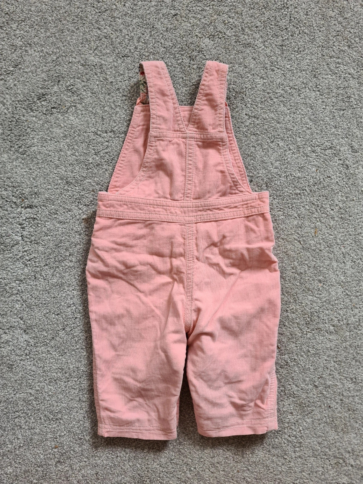 George baby girls 0-3m pink/peach cotton dungarees floral design embroidered comfy casual