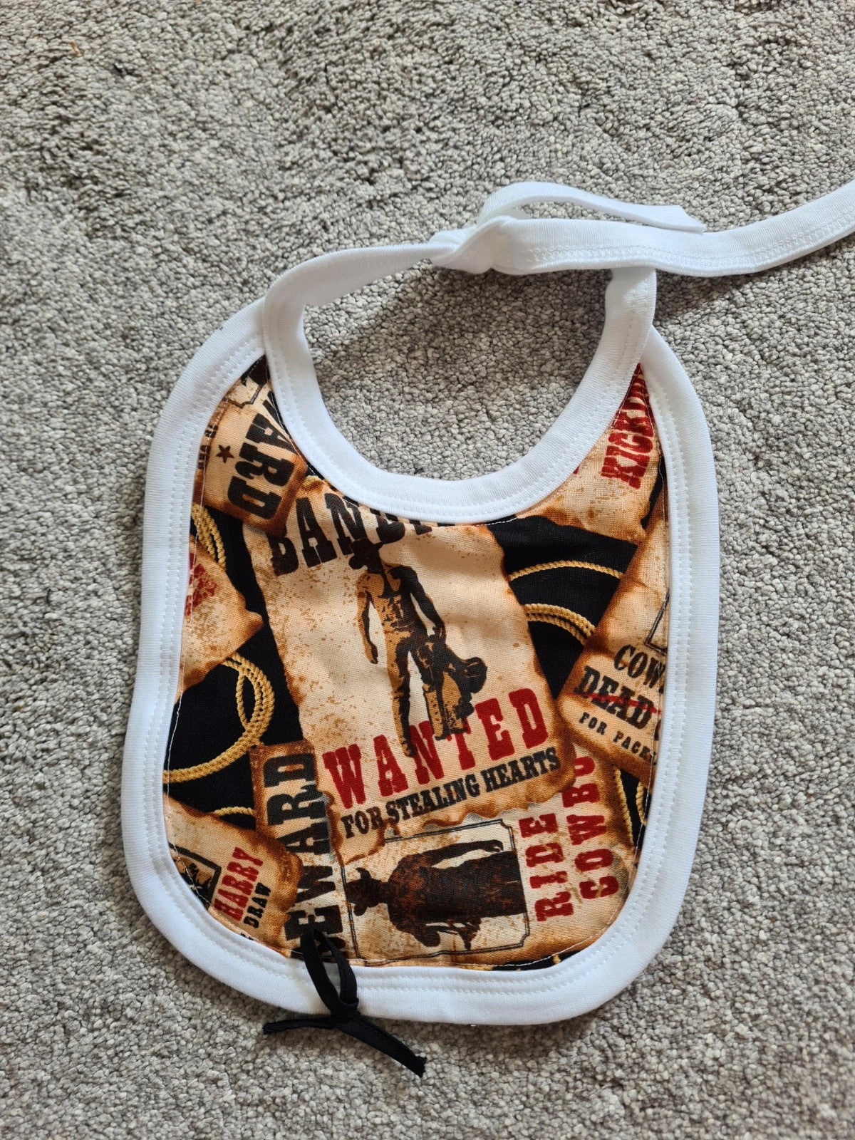 Cowboy print baby 2pcs bibs handmade multicolours drawsting soft jersey cotton