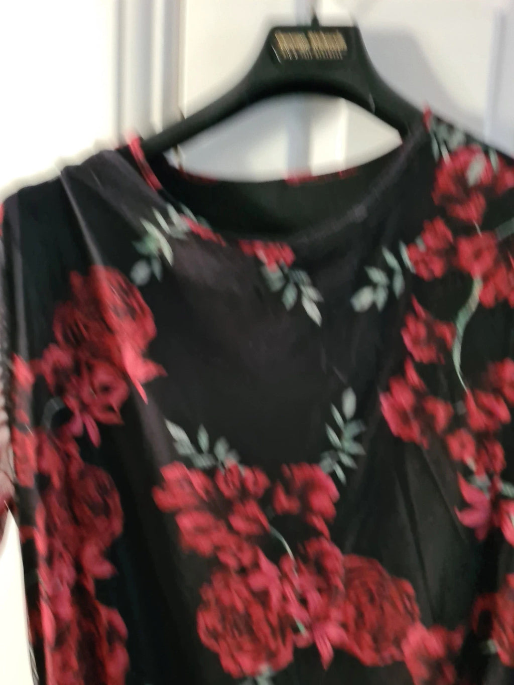 Shein women red/black midi dress long sleeves floral print mesh bodycon lined occasion curve 6XL/24