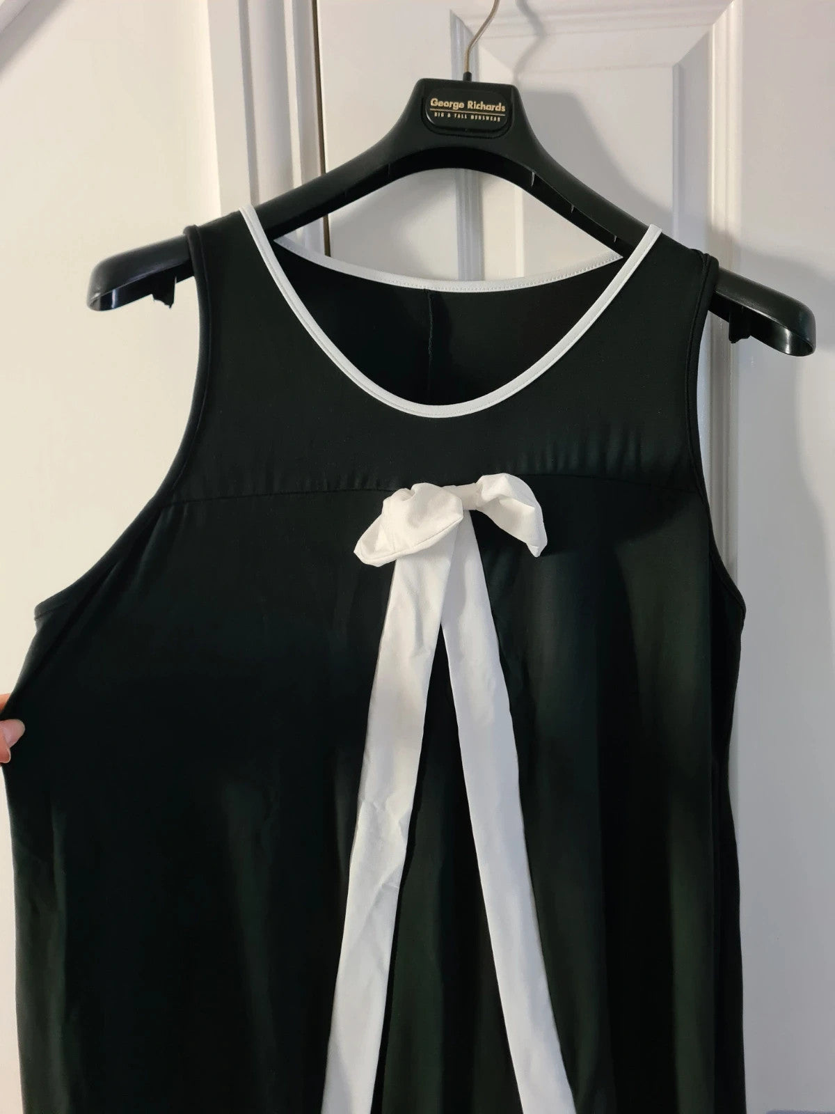 Shein curve women black/white bow detail swing mini shift dress sleeveless holiday beach 4XL/20
