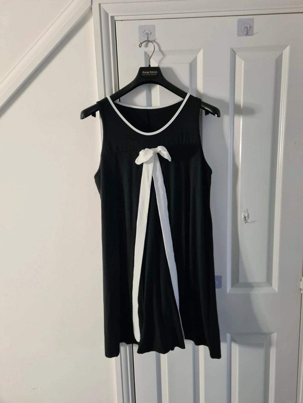 Shein curve women black/white bow detail swing mini shift dress sleeveless holiday beach 4XL/20