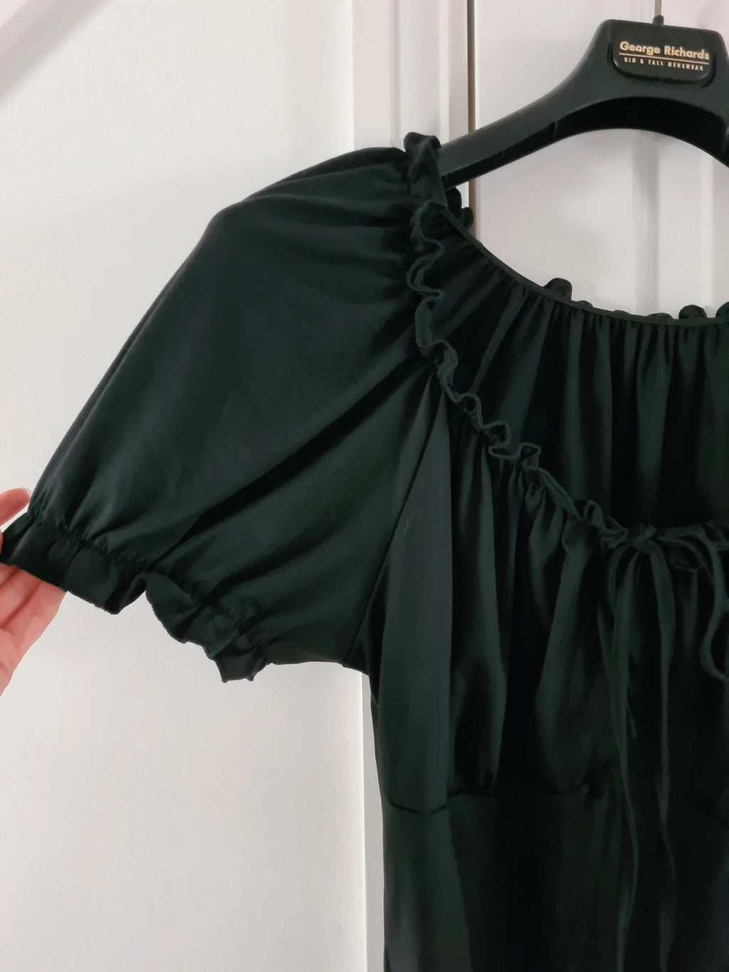 Shein curve women black off shoulder puff sleeve crop top drawstring bust 2XL/16