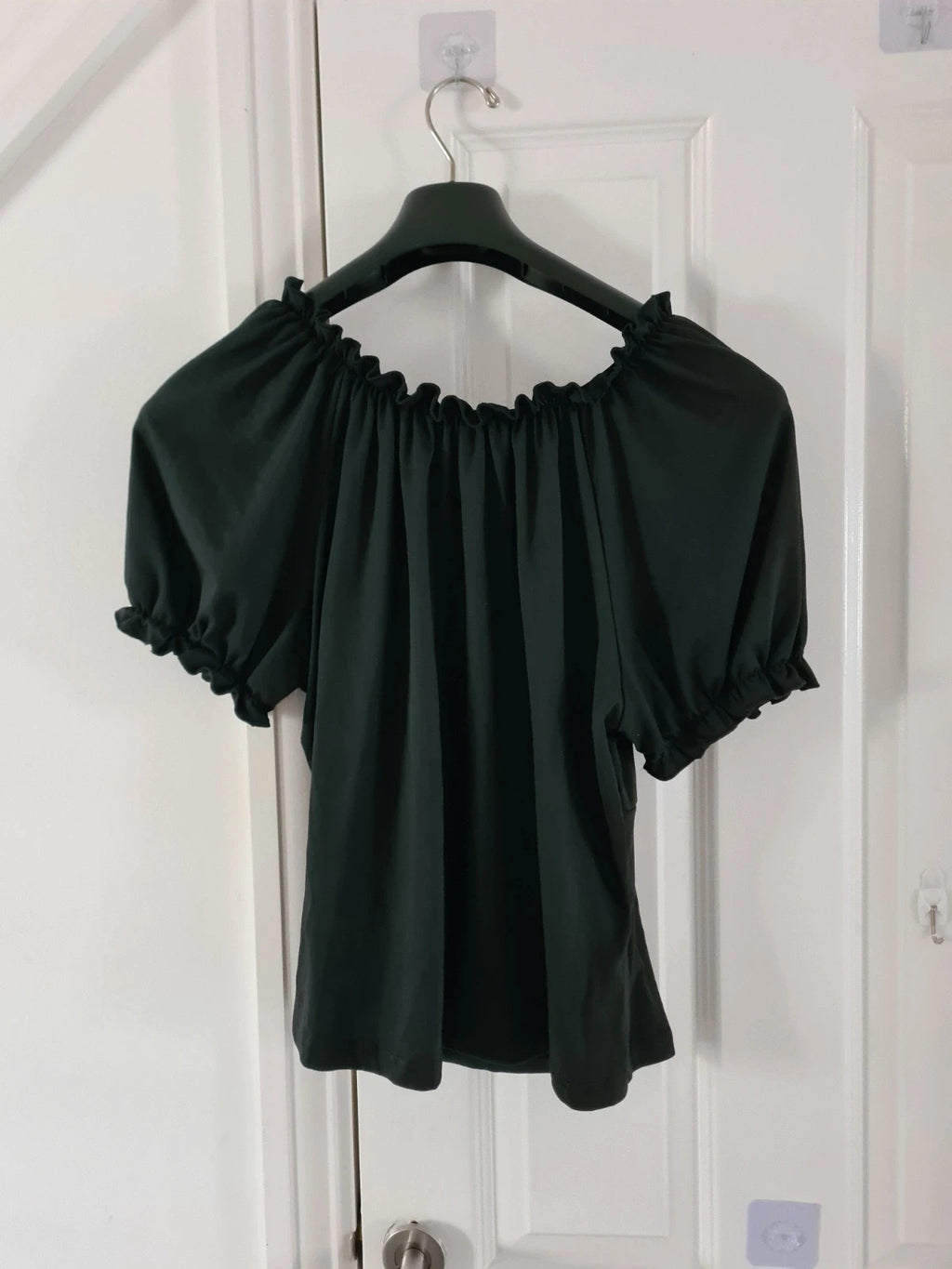 Shein curve women black off shoulder puff sleeve crop top drawstring bust 2XL/16