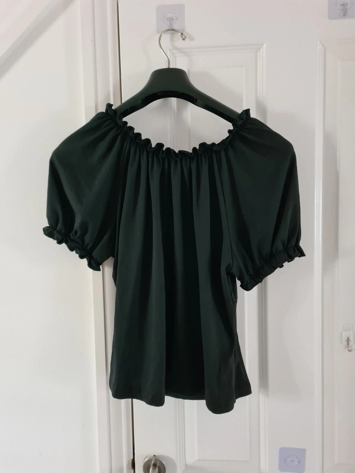 Shein curve women black off shoulder puff sleeve crop top drawstring bust 2XL/16