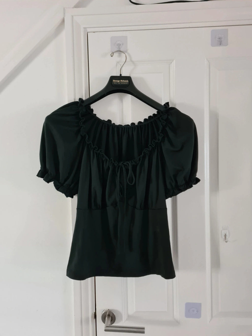 Shein curve women black off shoulder puff sleeve crop top drawstring bust 2XL/16