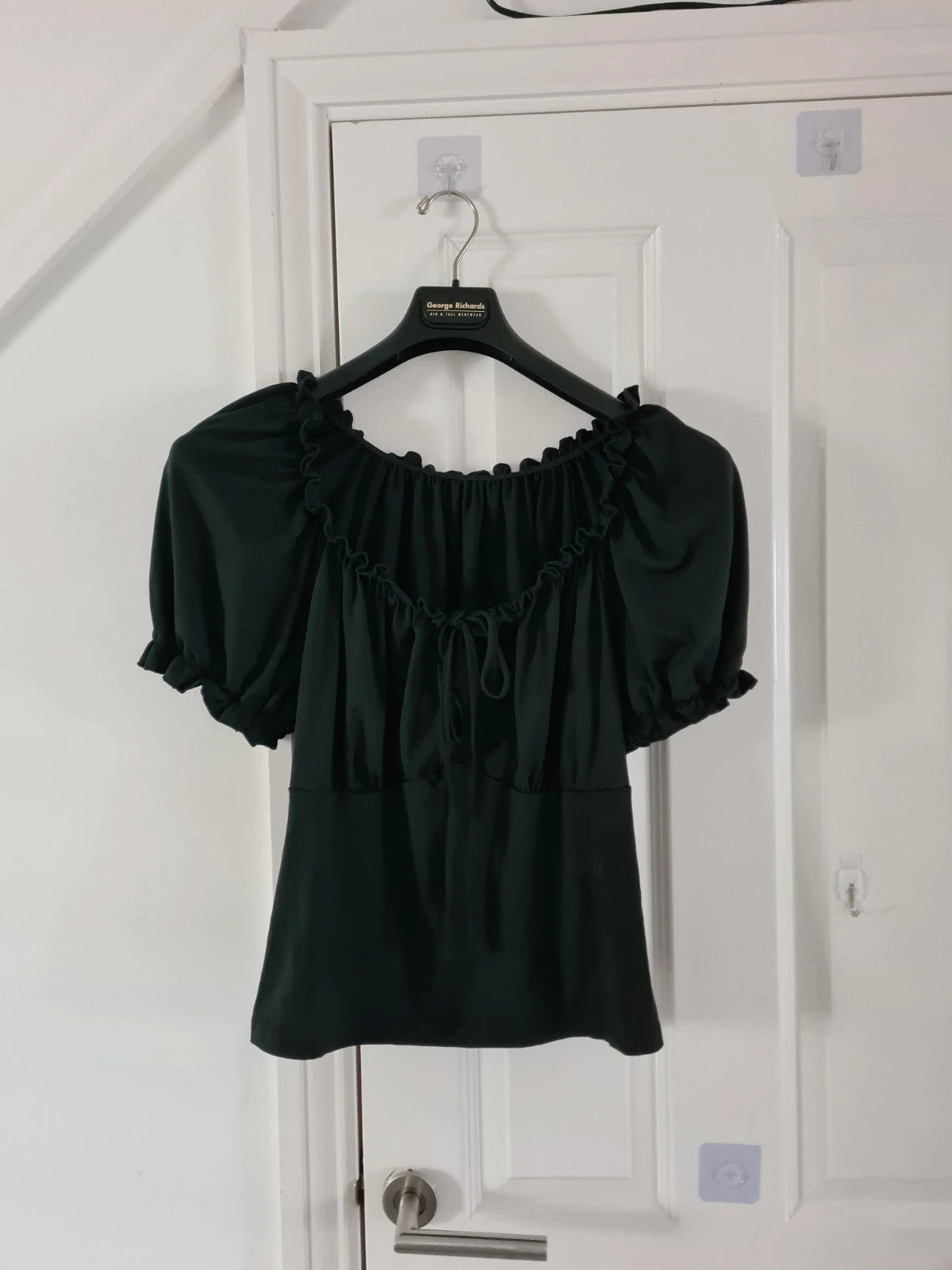 Shein curve women black off shoulder puff sleeve crop top drawstring bust 2XL/16