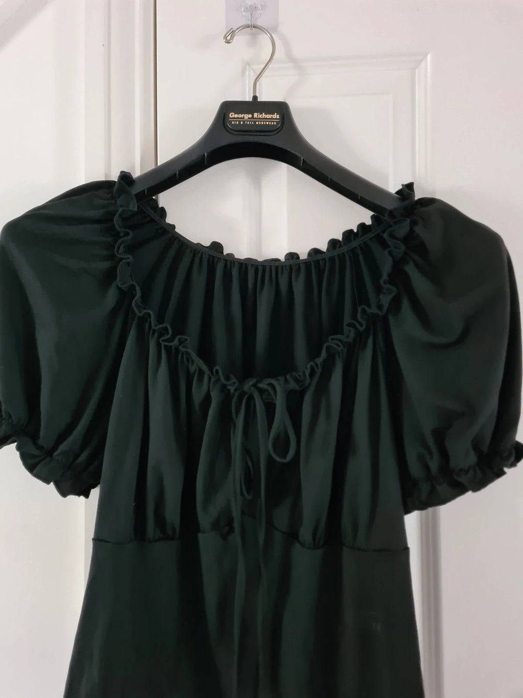 Shein curve women black off shoulder puff sleeve crop top drawstring bust 2XL/16
