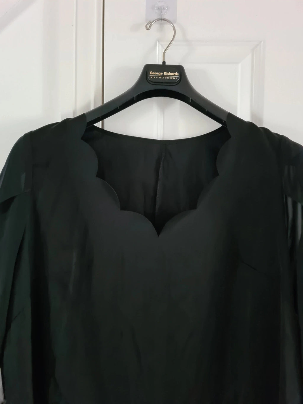 Shein curve black short petal sleeve lace chiffon sheer blouse elegant casual top 4XL/20