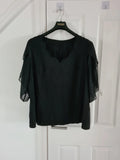 Shein curve black short petal sleeve lace chiffon sheer blouse elegant casual top 4XL/20