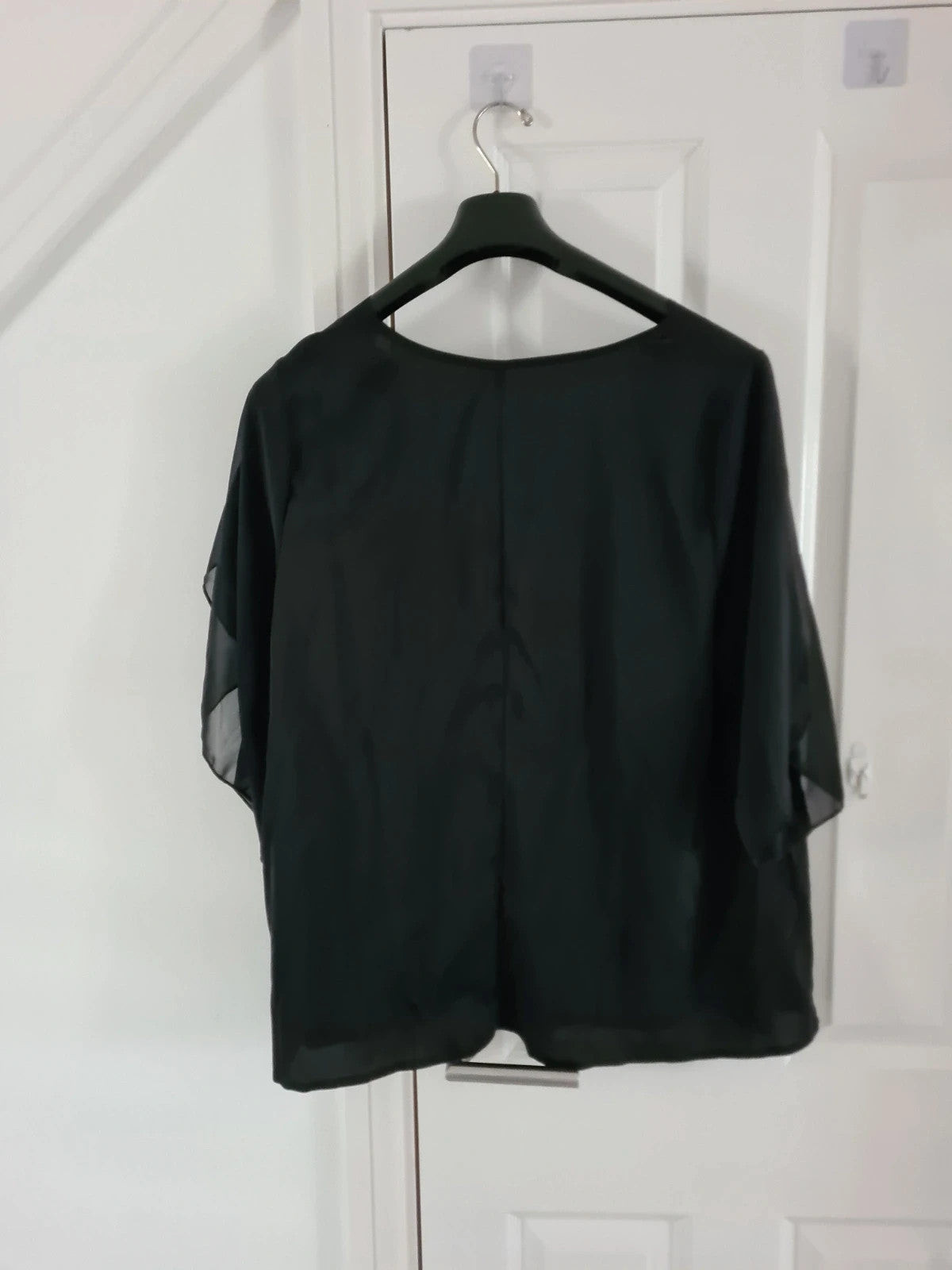 Shein curve black short petal sleeve lace chiffon sheer blouse elegant casual top 4XL/20