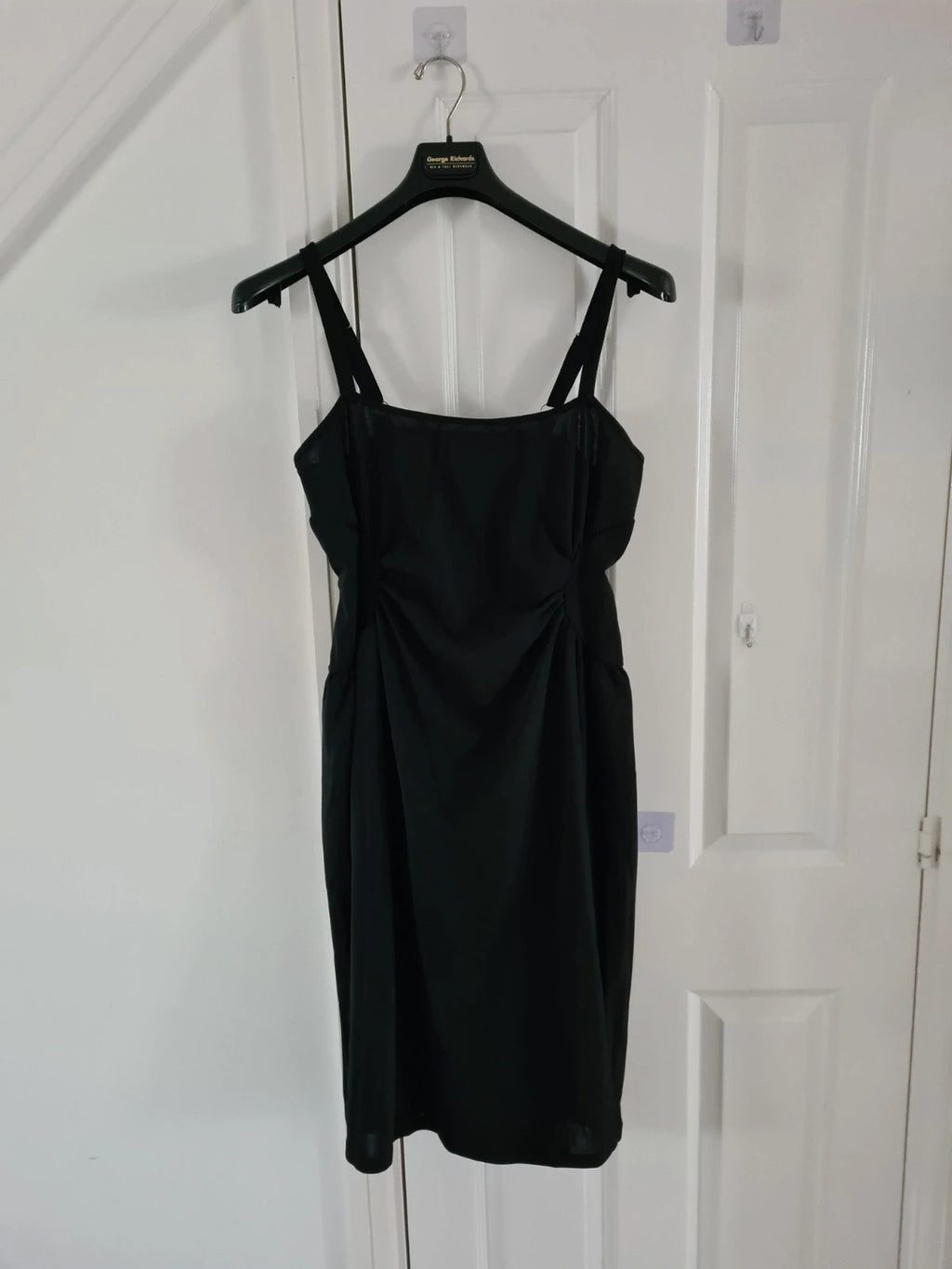 Shein curve women mini black dress straps sleeveless ruched under bust round neck 3XL/18