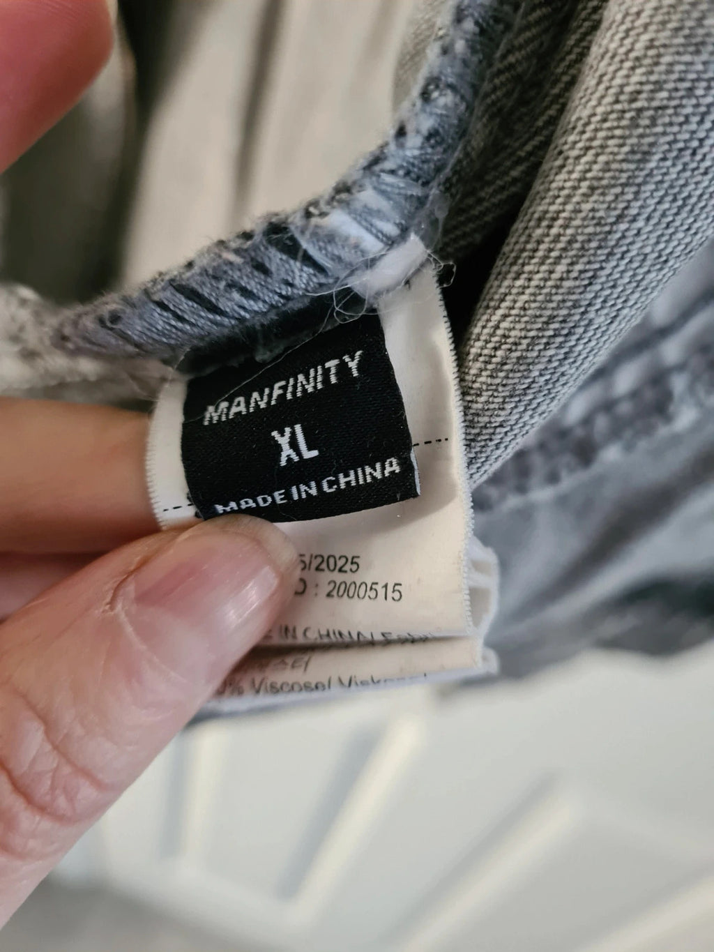 Manfinity men wash grey long sleeve jacket stand collar zip up casual denim cotton blend outer XL