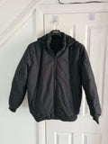 Manfinity men black puffer bomber winter jacket faux fur lining hood cozy warm casual outer XL