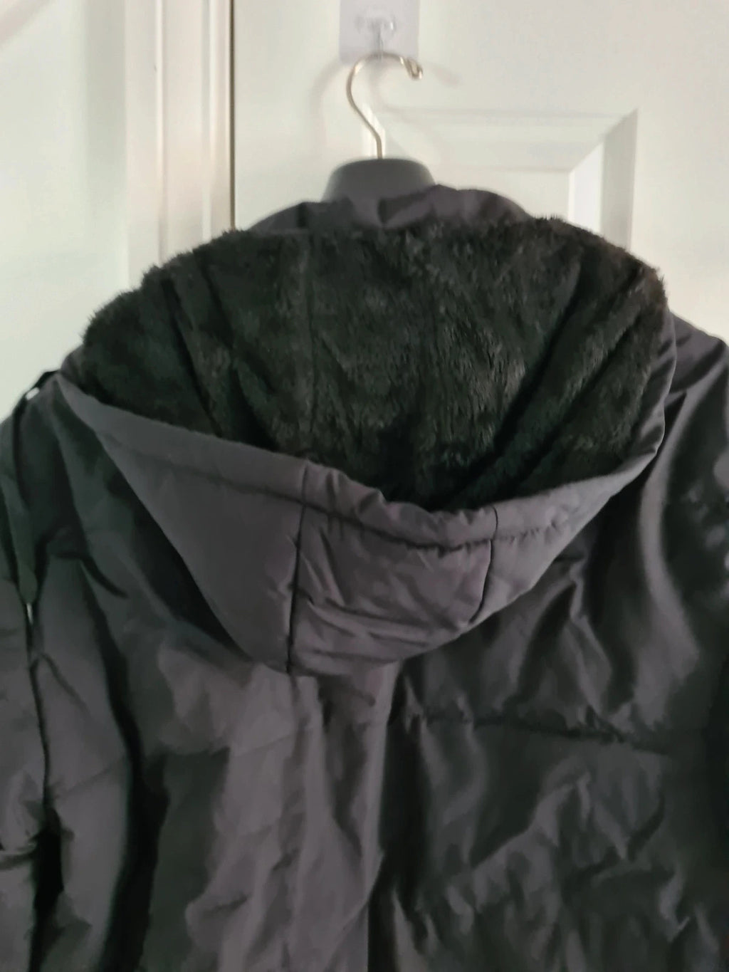 Manfinity men black puffer bomber winter jacket faux fur lining hood cozy warm casual outer XL