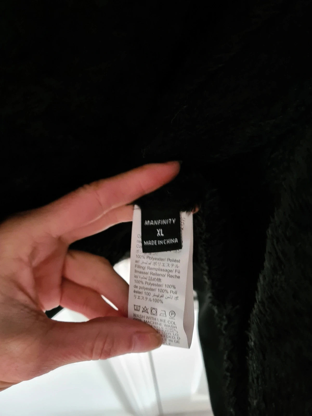 Manfinity men black puffer bomber winter jacket faux fur lining hood cozy warm casual outer XL