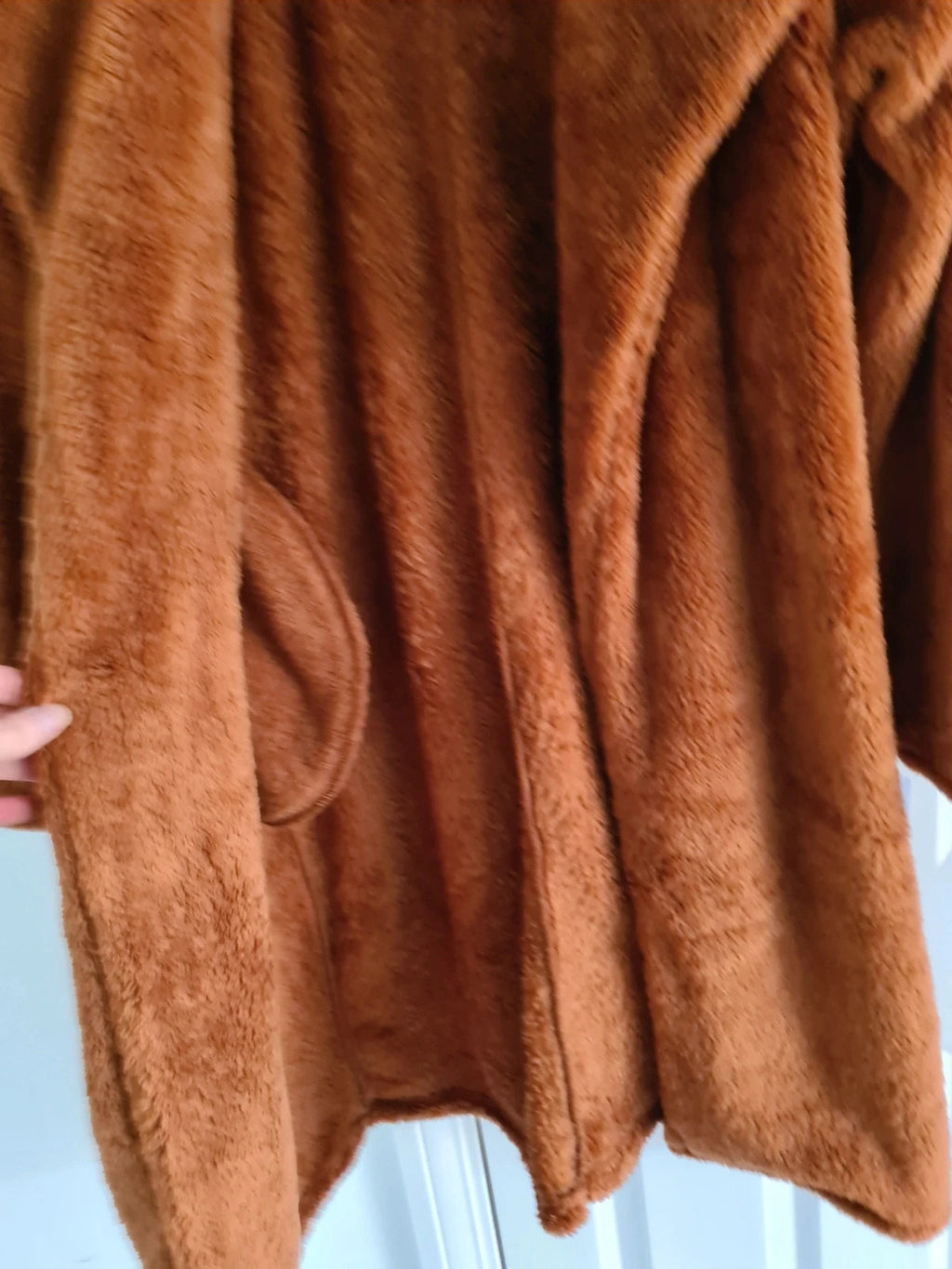 Shein women orange/rust fleece long jacket winter thicken cardigan warm outer cotton rich XL/14