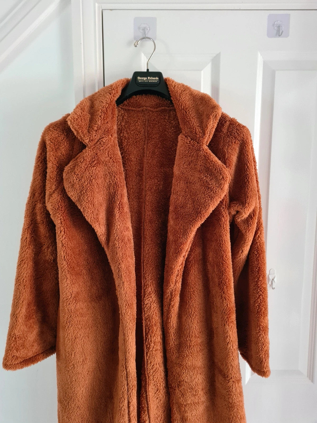 Shein women orange/rust fleece long jacket winter thicken cardigan warm outer cotton rich XL/14