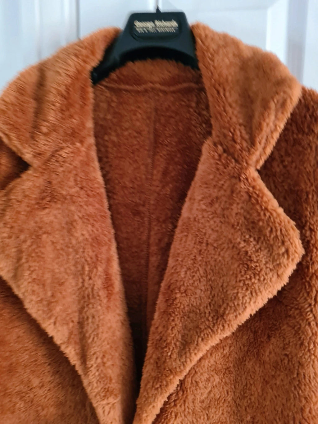 Shein women orange/rust fleece long jacket winter thicken cardigan warm outer cotton rich XL/14