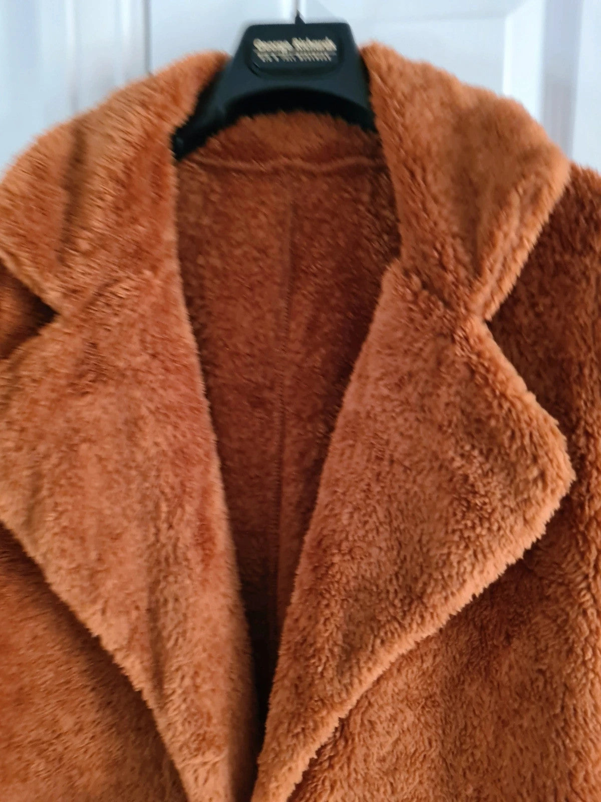 Shein women orange/rust fleece long jacket winter thicken cardigan warm outer cotton rich XL/14