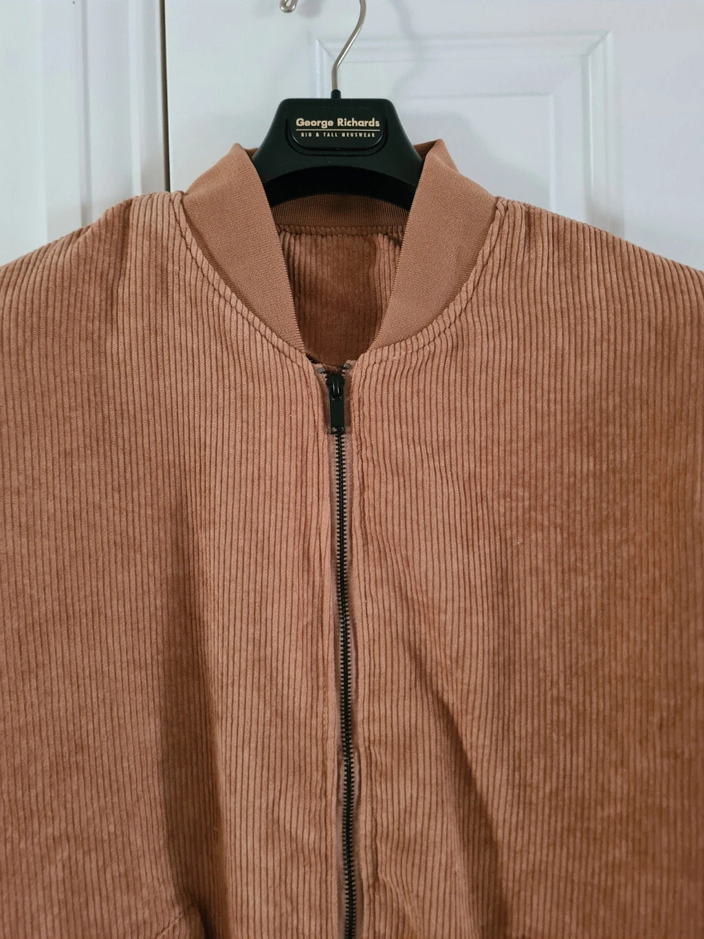 Manfinity men light brown corduroy bomber jacket teddy lining zip up warm casual outer XL