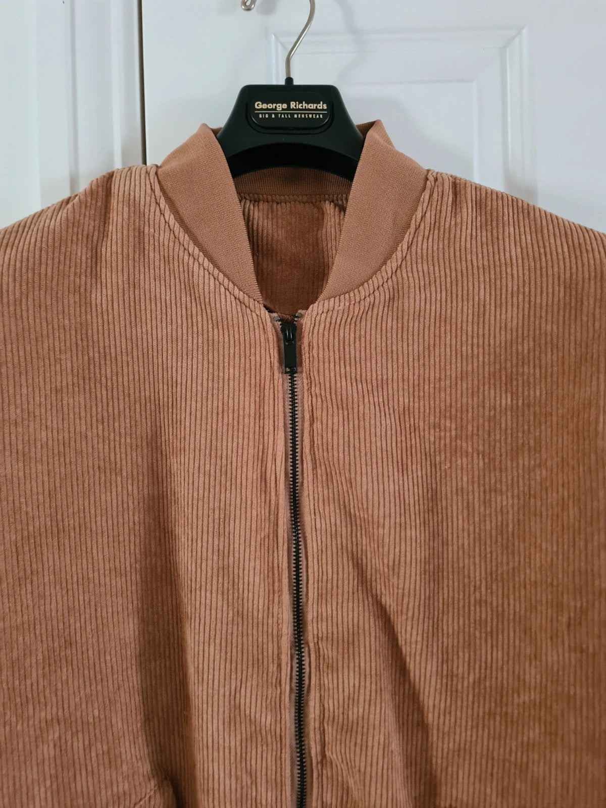 Manfinity men light brown corduroy bomber jacket teddy lining zip up warm casual outer XL