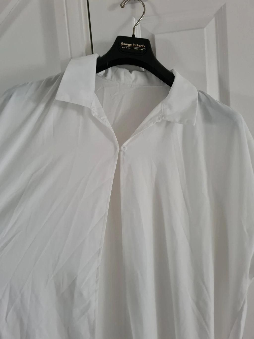 Shein women white long beach kaftan short sleeve long shirt cover-up through holiday casual XL/14