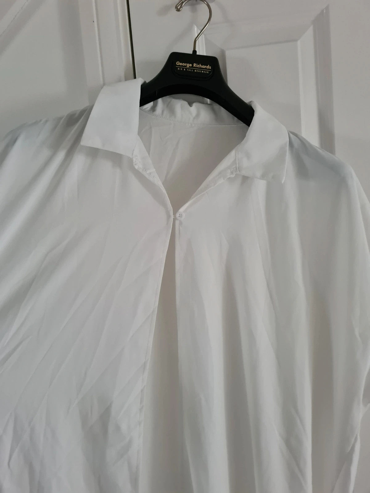 Shein women white long beach kaftan short sleeve long shirt cover-up through holiday casual XL/14