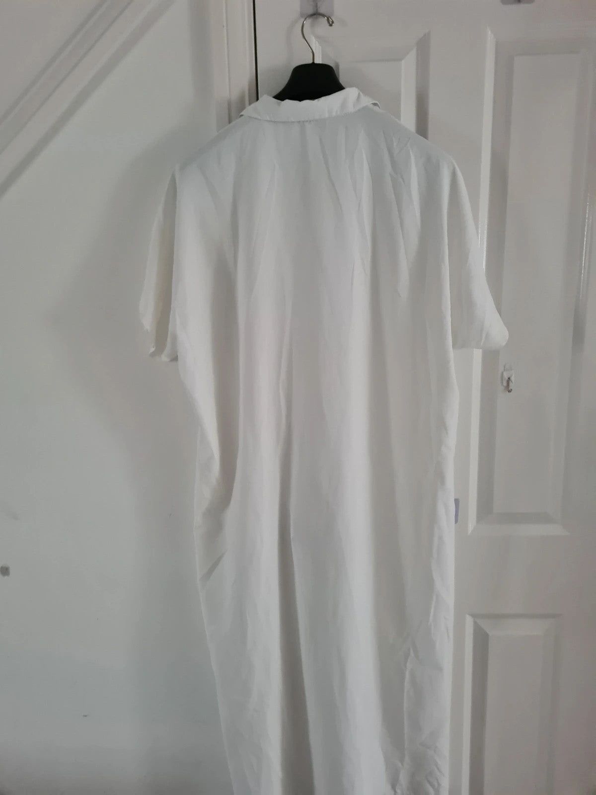 Shein women white long beach kaftan short sleeve long shirt cover-up through holiday casual XL/14