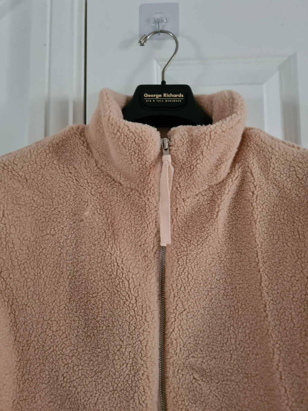 Generic women beige fleece jacket teddy bear jumper zip fastening pocket warm soft outer M/10