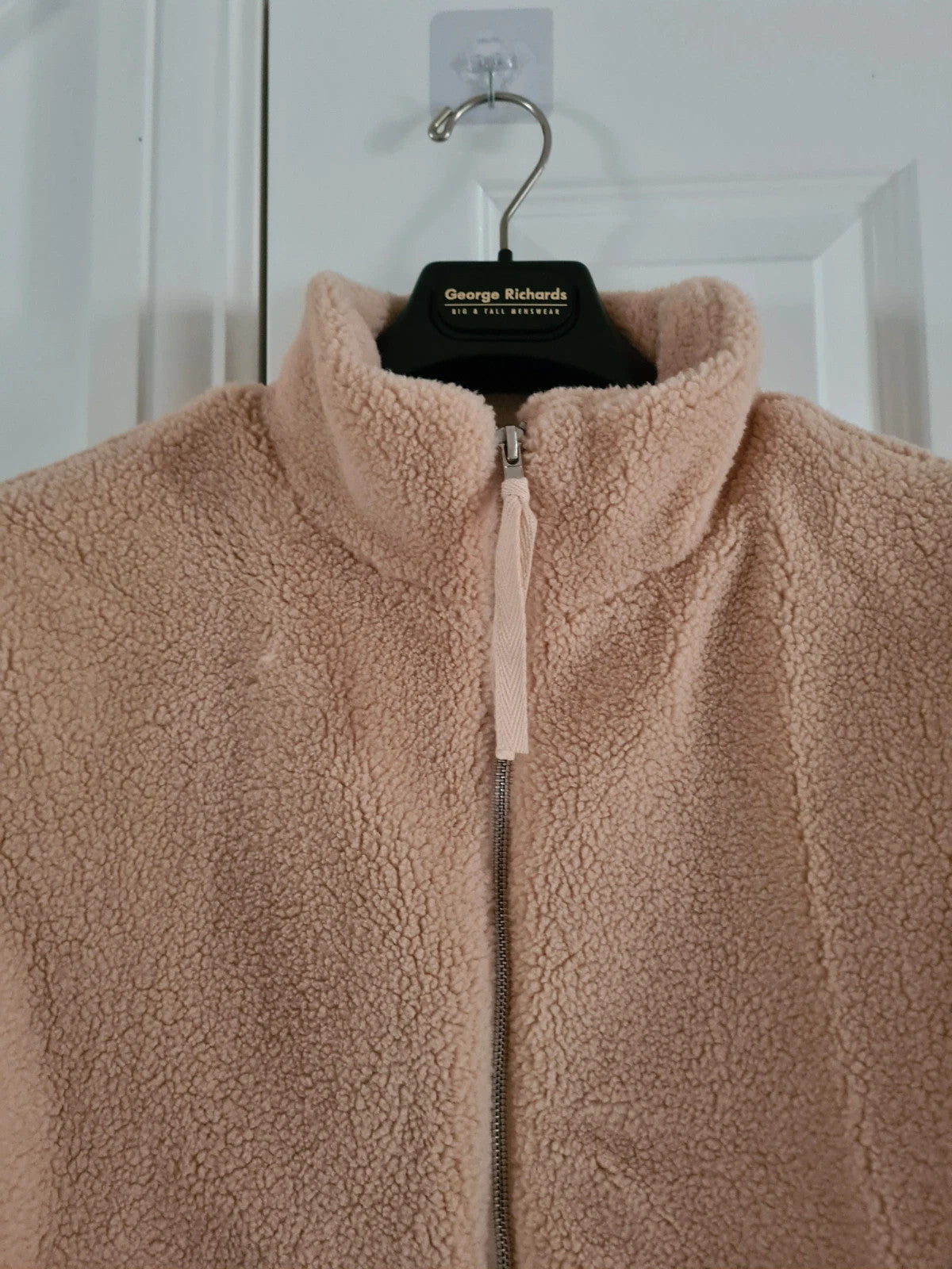 Generic women beige fleece jacket teddy bear jumper zip fastening pocket warm soft outer M/10